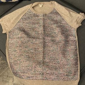 jcrew size medium tweed short sleeve sweater shirt